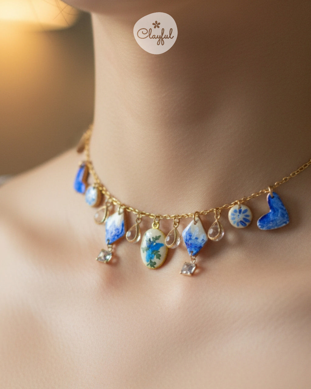 Azure Bloom Charm Necklace