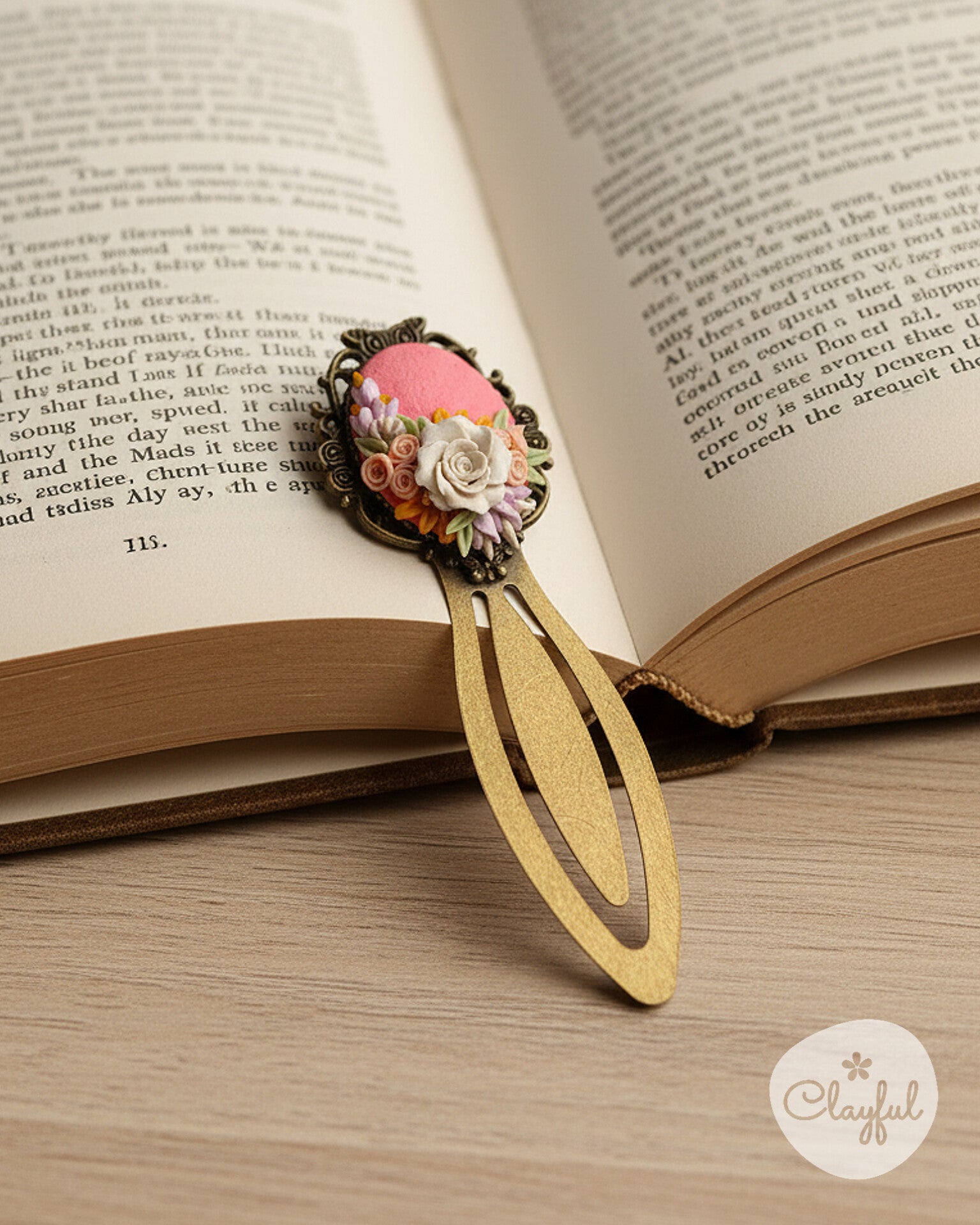 Rosé Garden Handmade Floral Bookmark