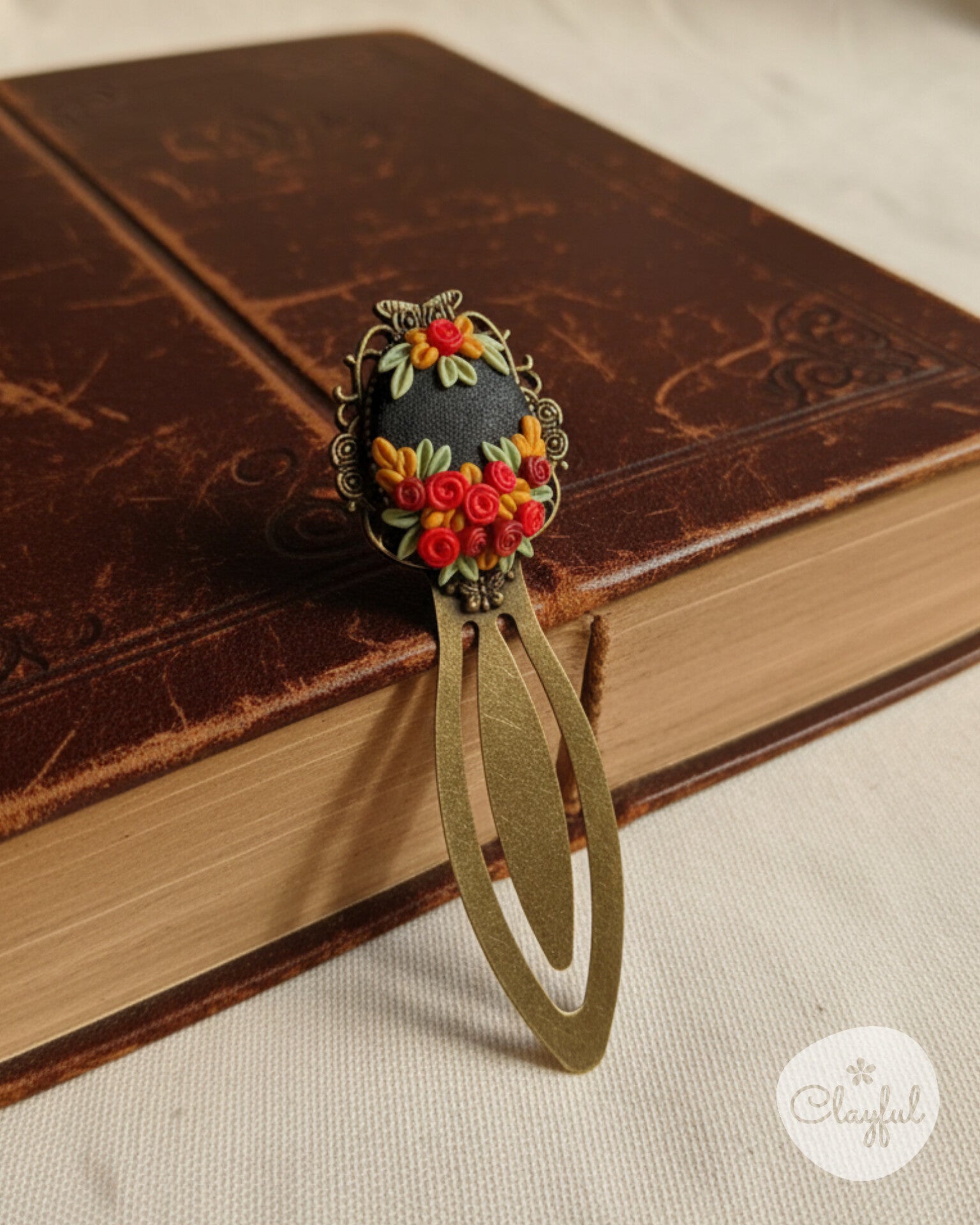 Midnight Rose Handmade Floral Bookmark