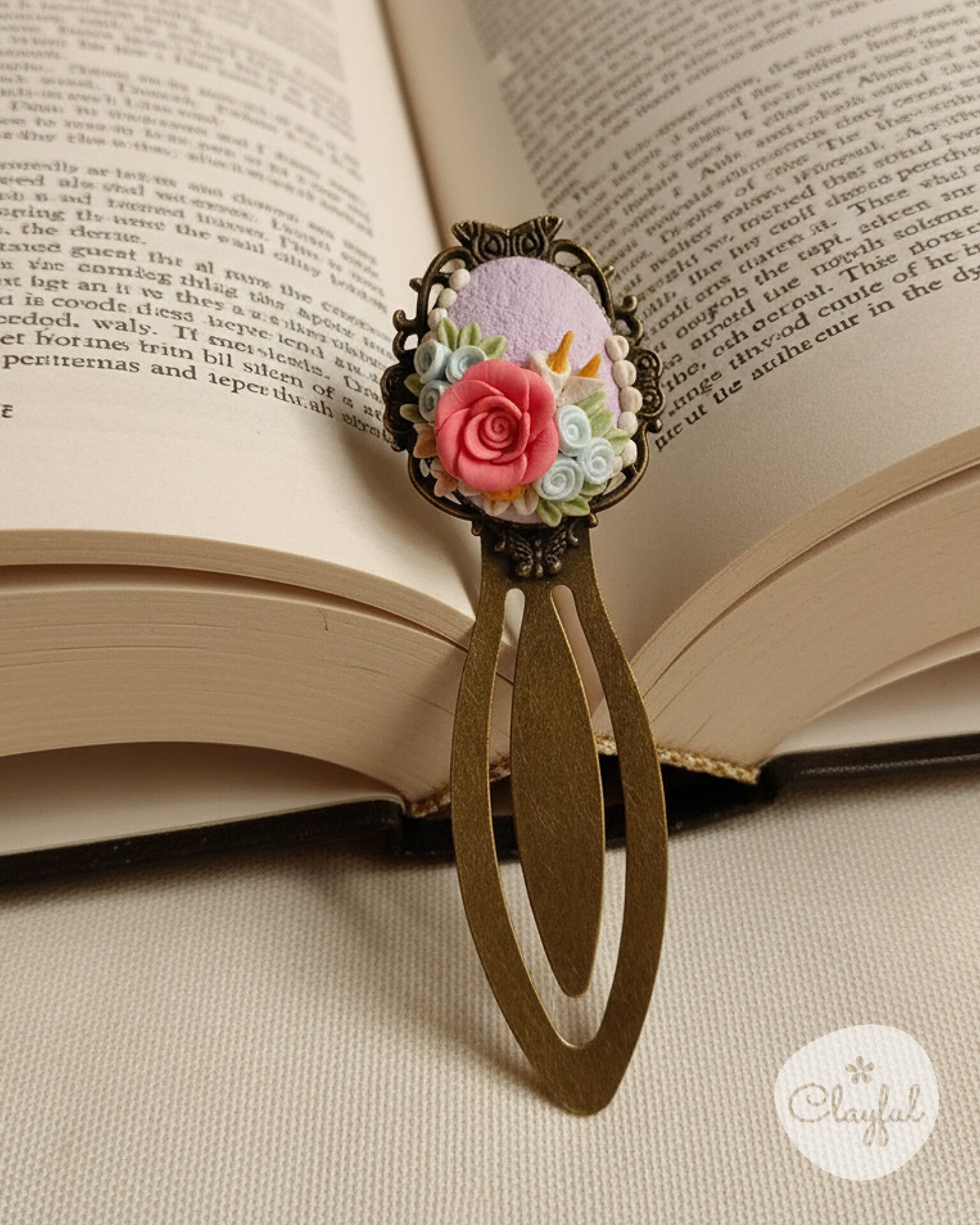 Blush Bloom Handmade Floral Bookmark