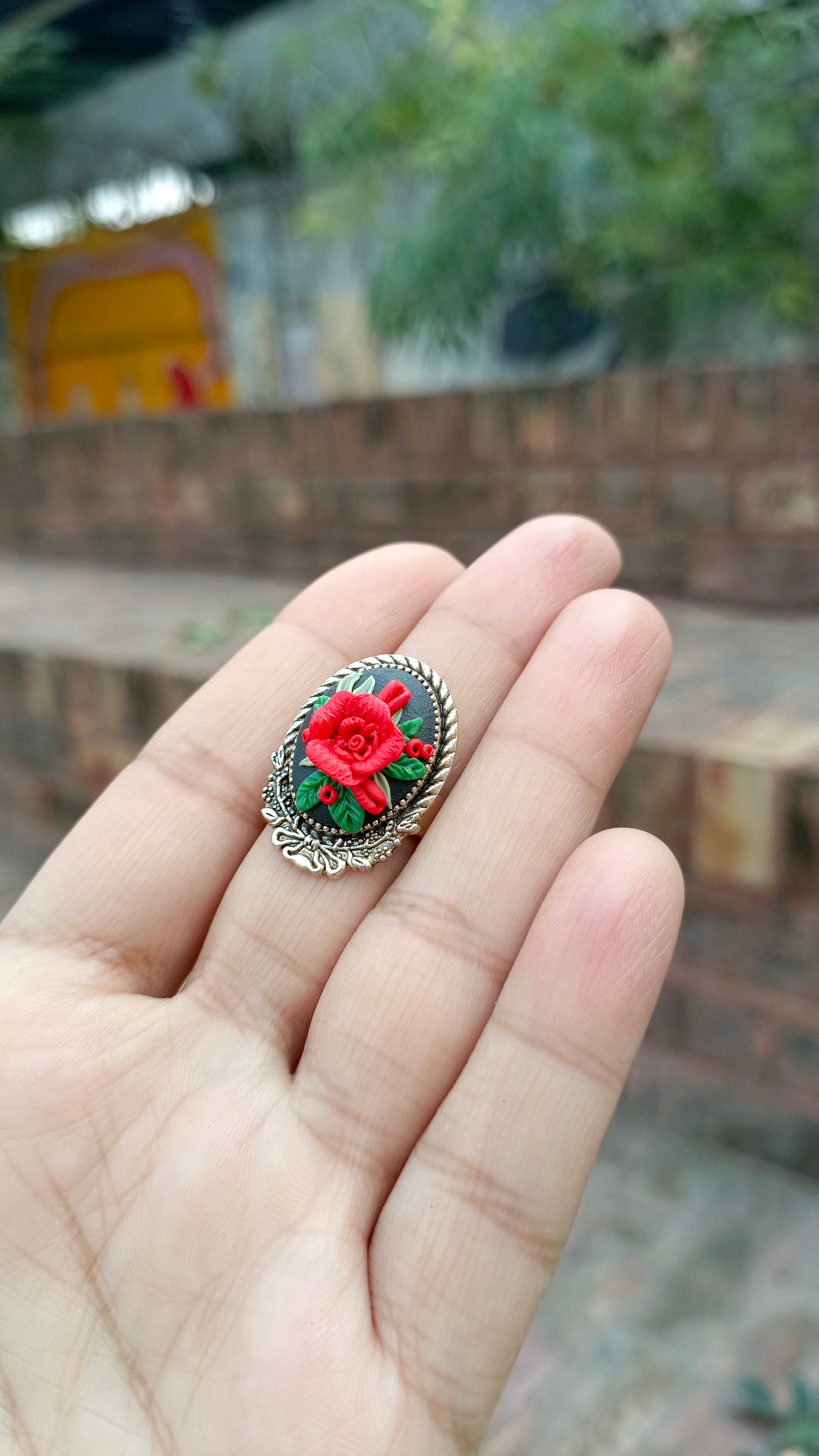 Clayful Ruby Blossom Ring
