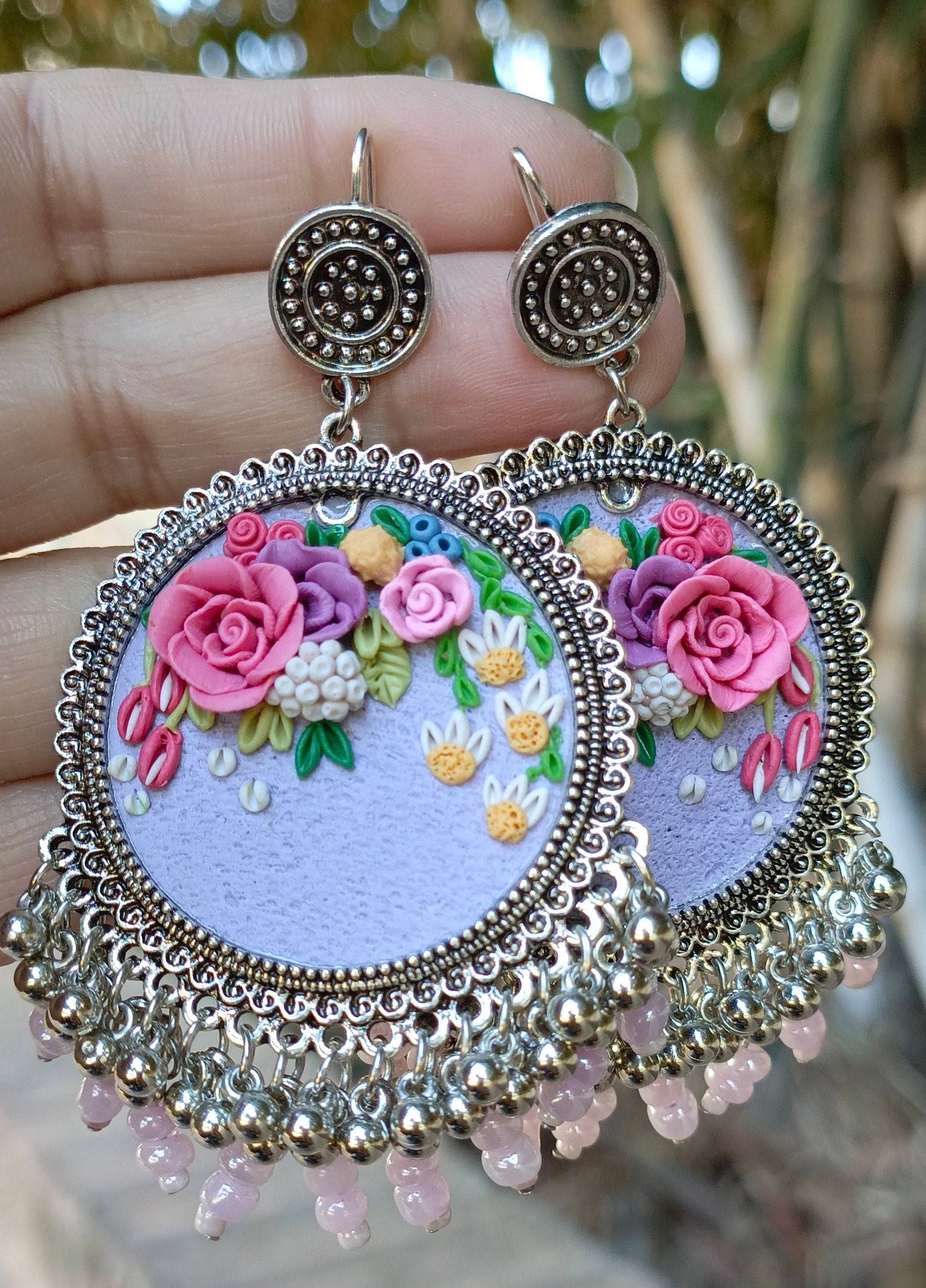 Clayful Lavender Jhumkas