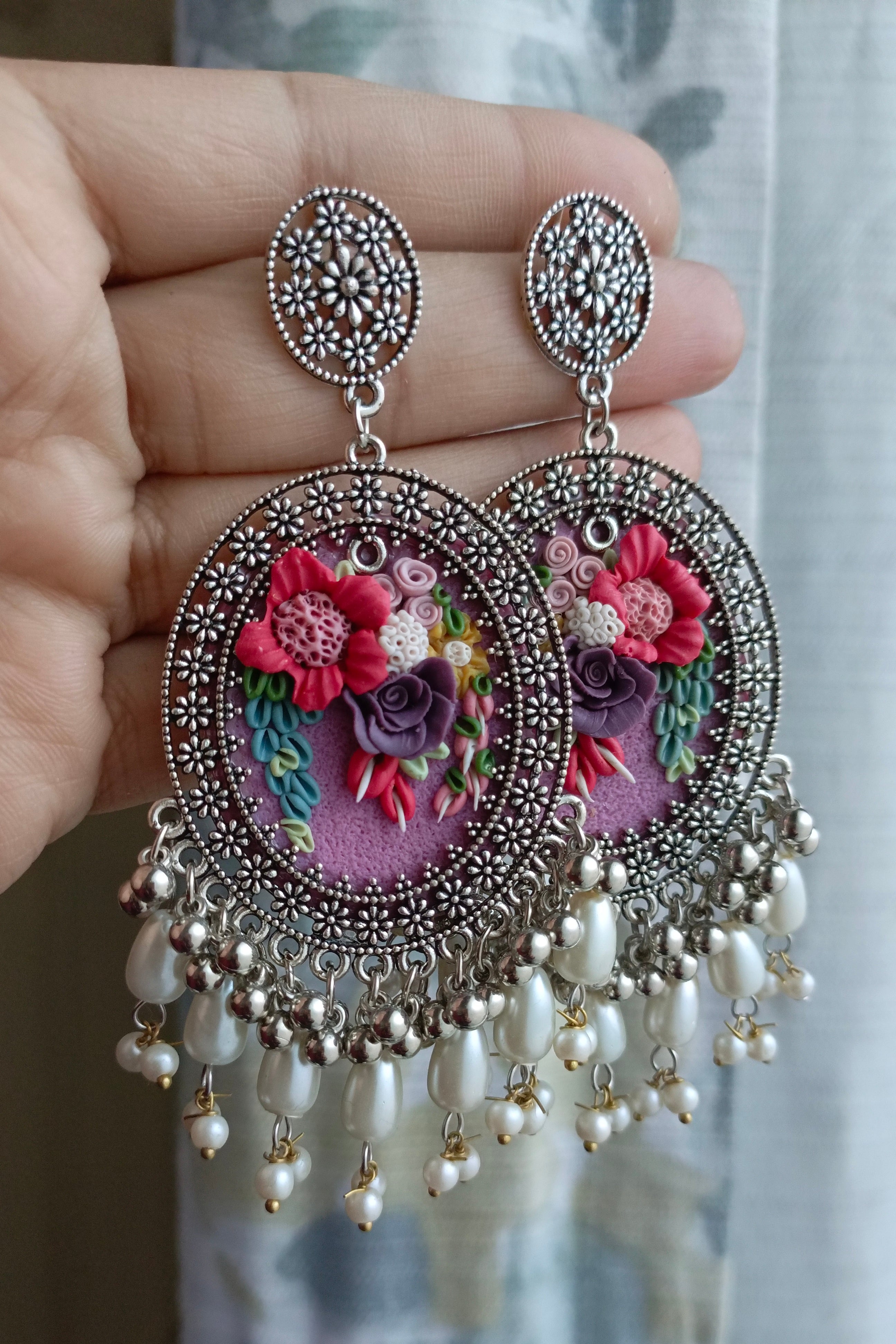 Clayful Blush Garden Jhumkas