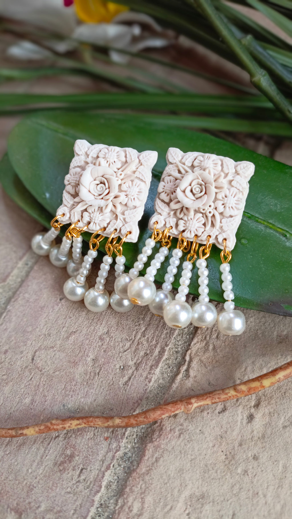 One Tone White Earrings