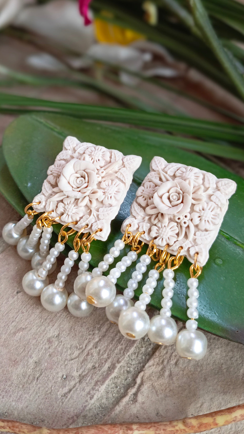 One Tone White Earrings