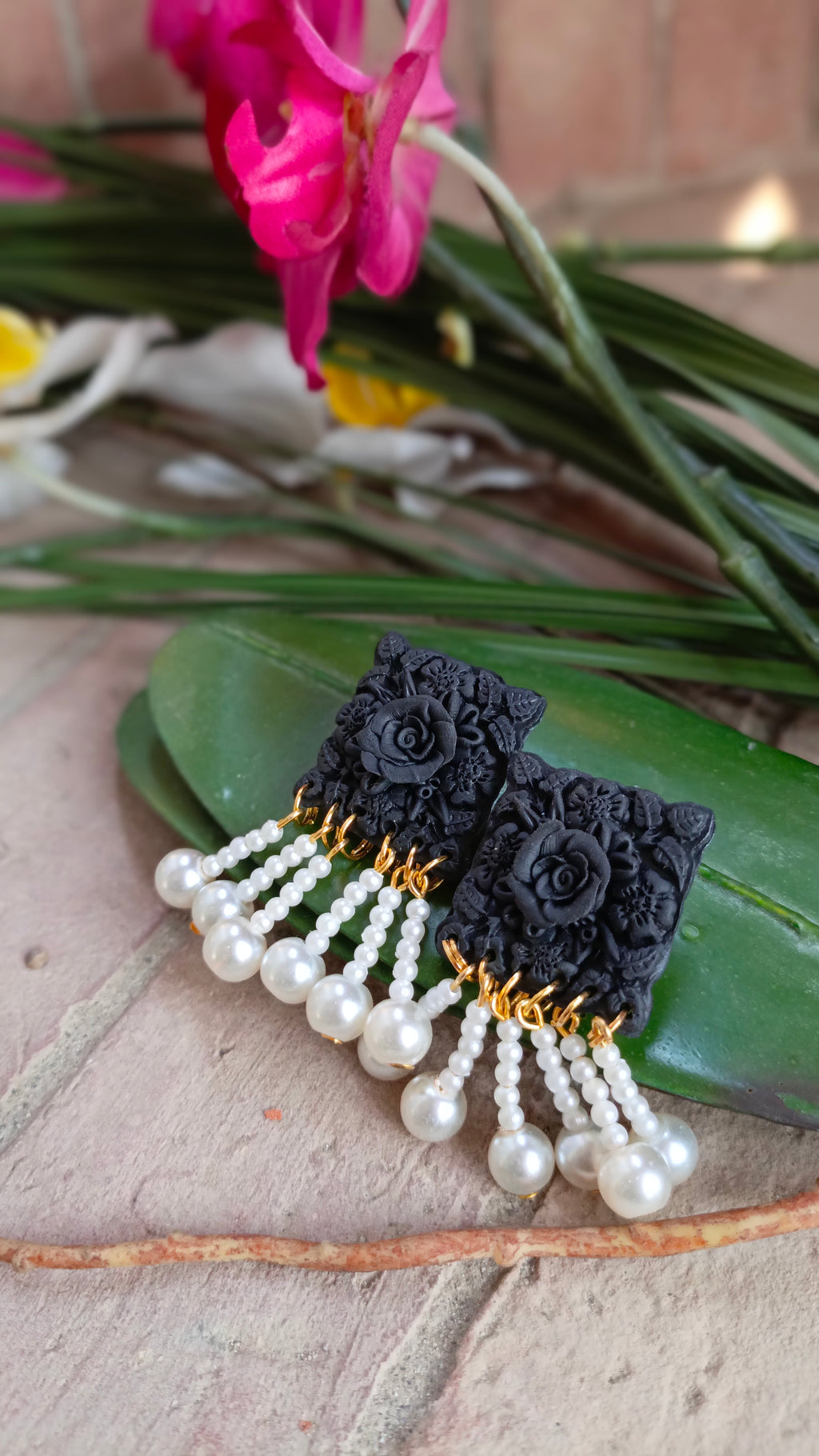 One Tone Black Earrings