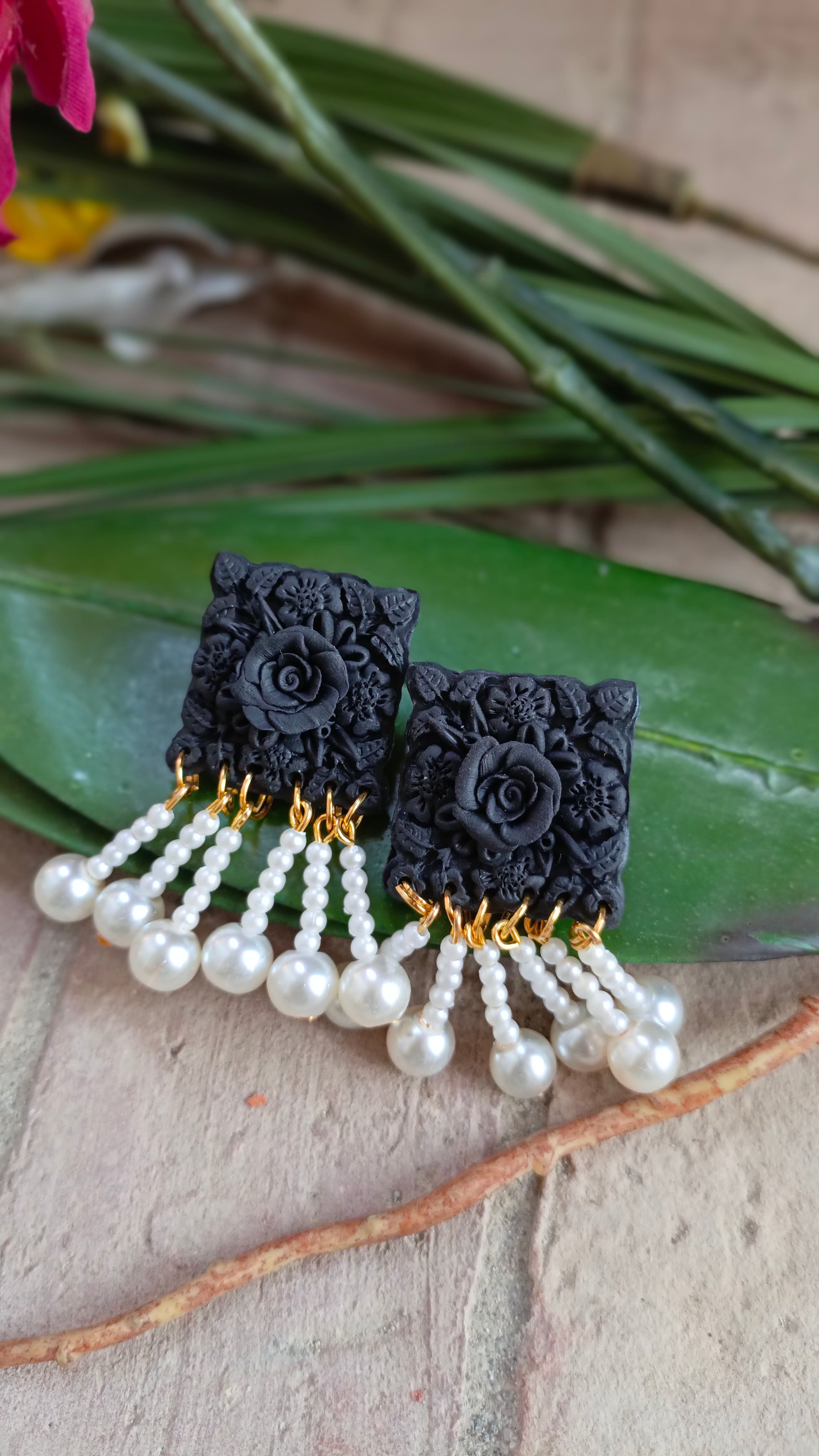 One Tone Black Earrings