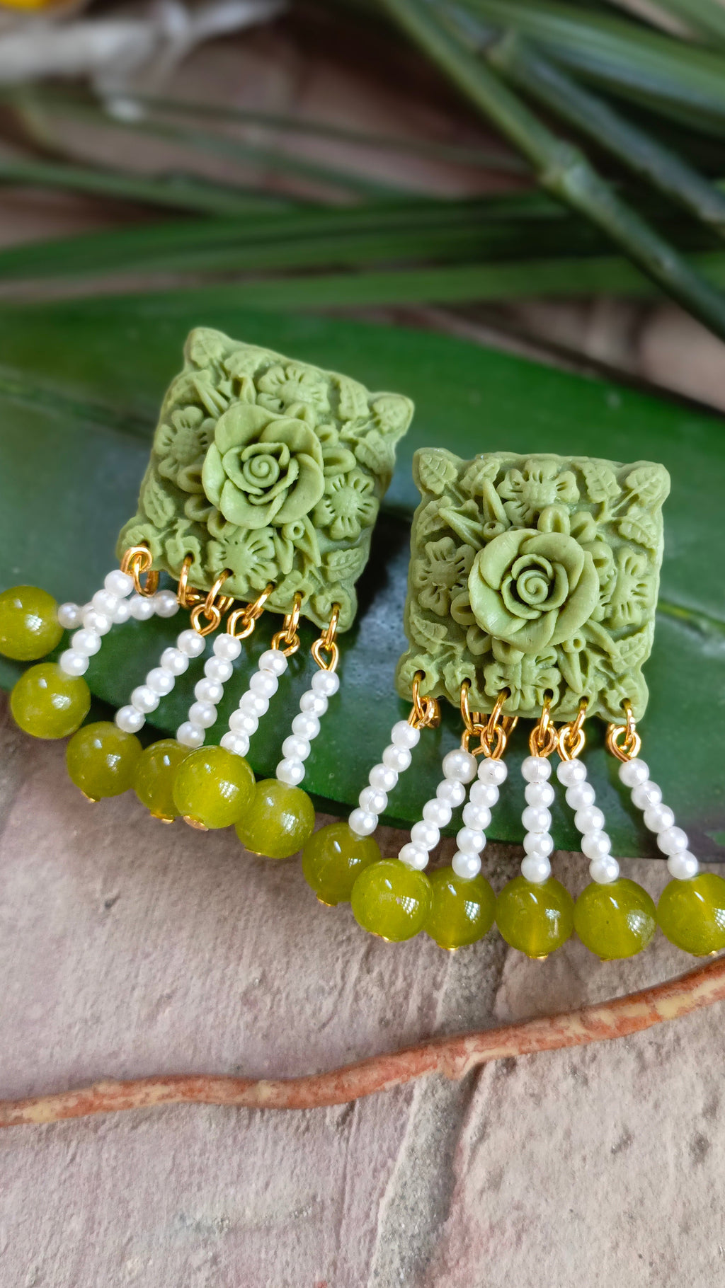 One Tone Green Earrings