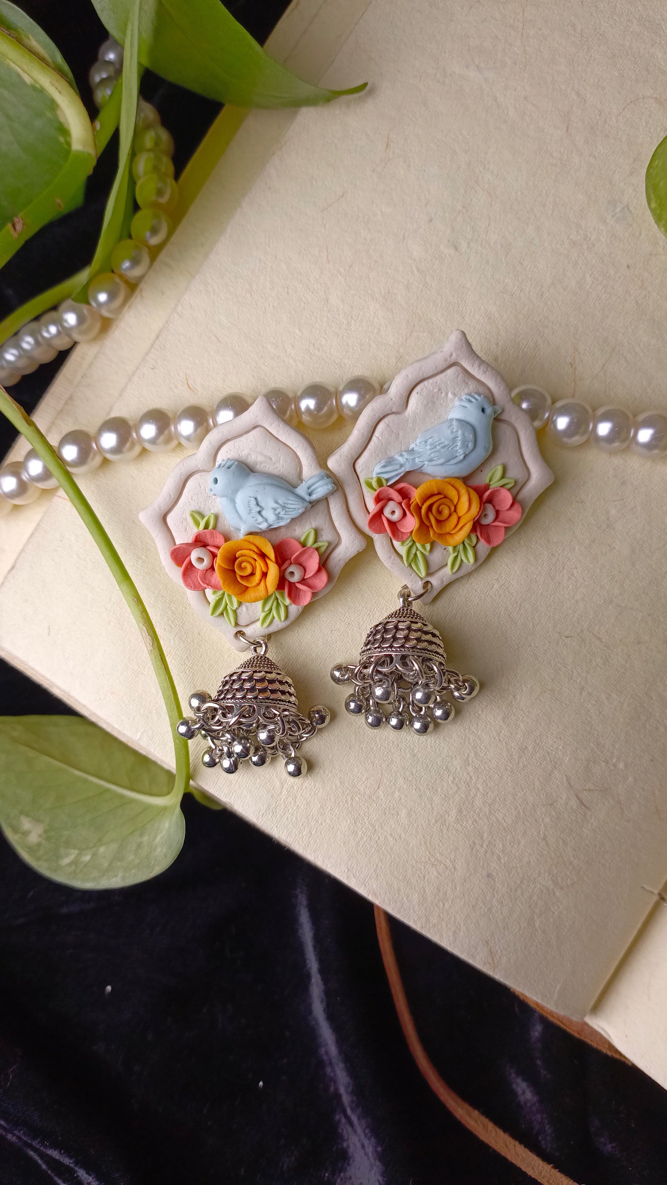 Clayful Skybird Bloom Jhumkas