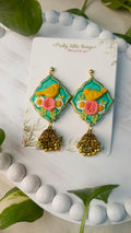 Clayful Mint Blossom Bird Jhumkas