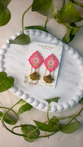 Clayful Pink Bloom Jhumkas