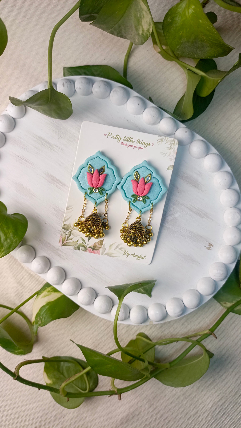 Clayful Lotus Glow Jhumkas