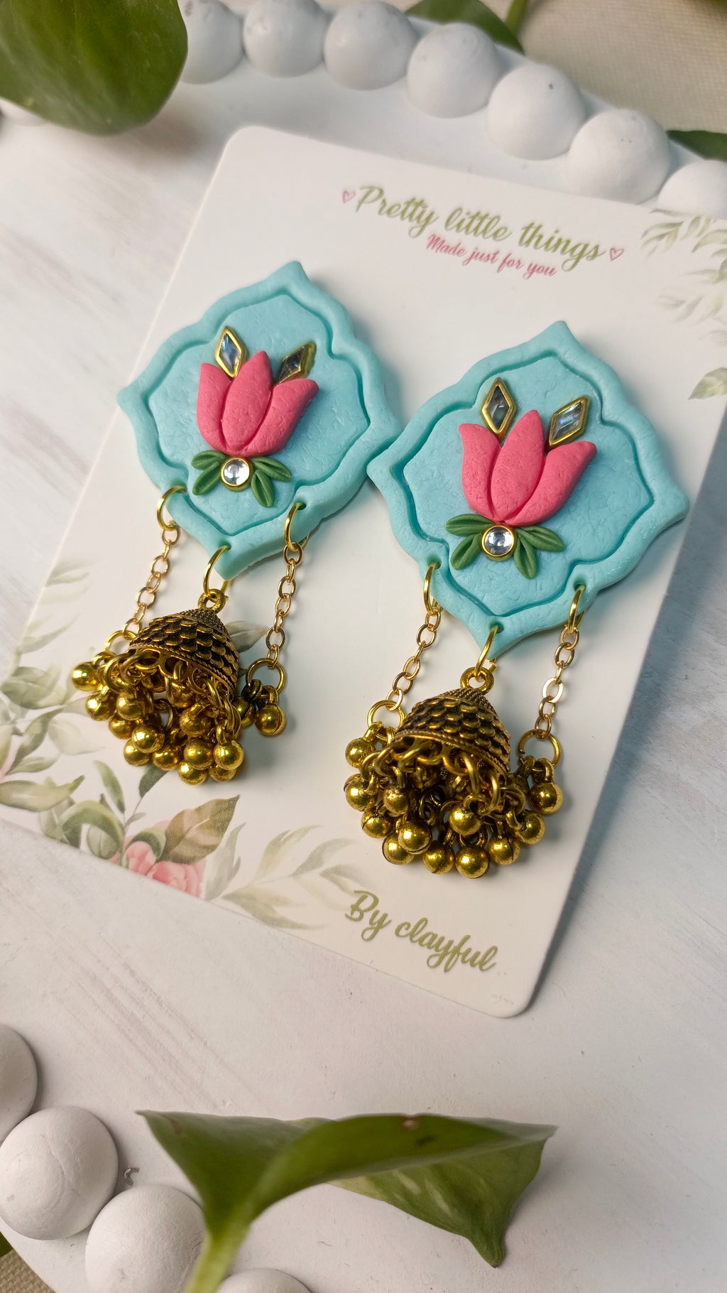 Clayful Lotus Glow Jhumkas