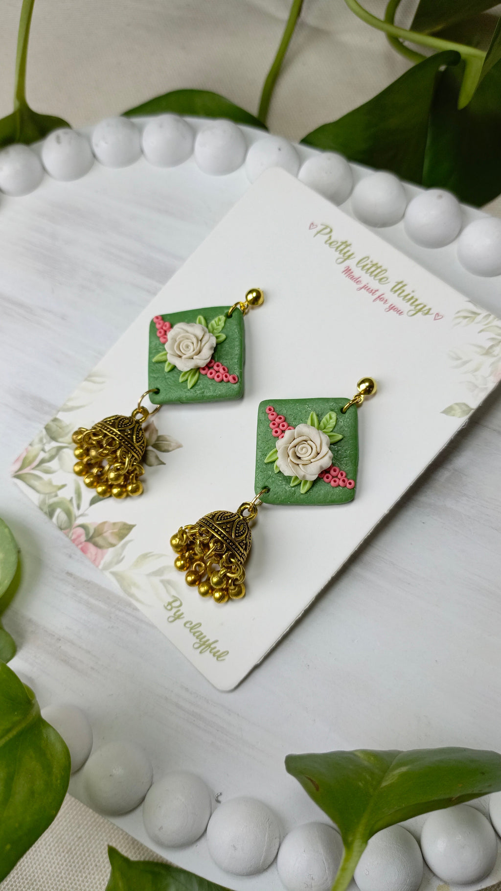 Clayful Meadow Pearl Jhumkas