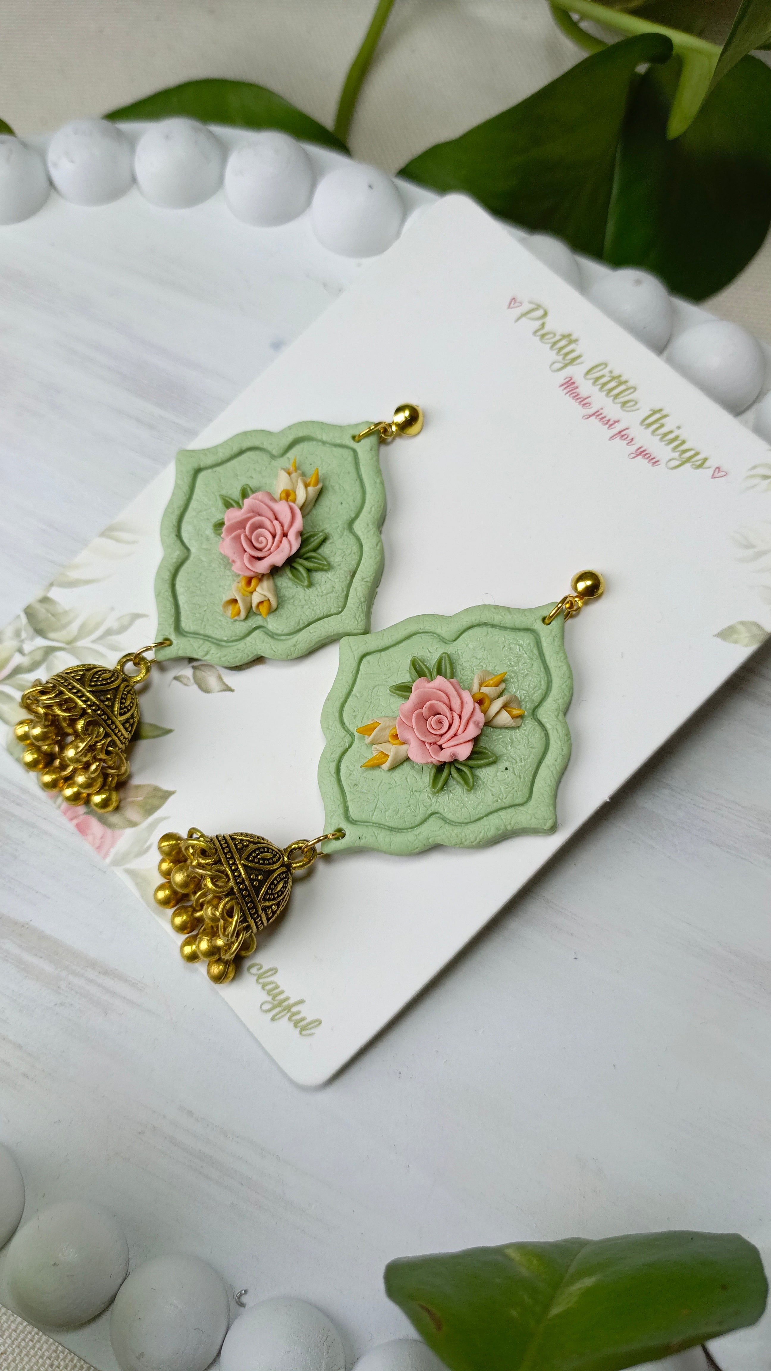 Clayful Sage Blossom Jhumkas