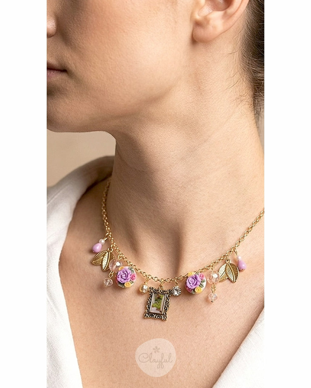 Lavender Bloom Charm Necklace