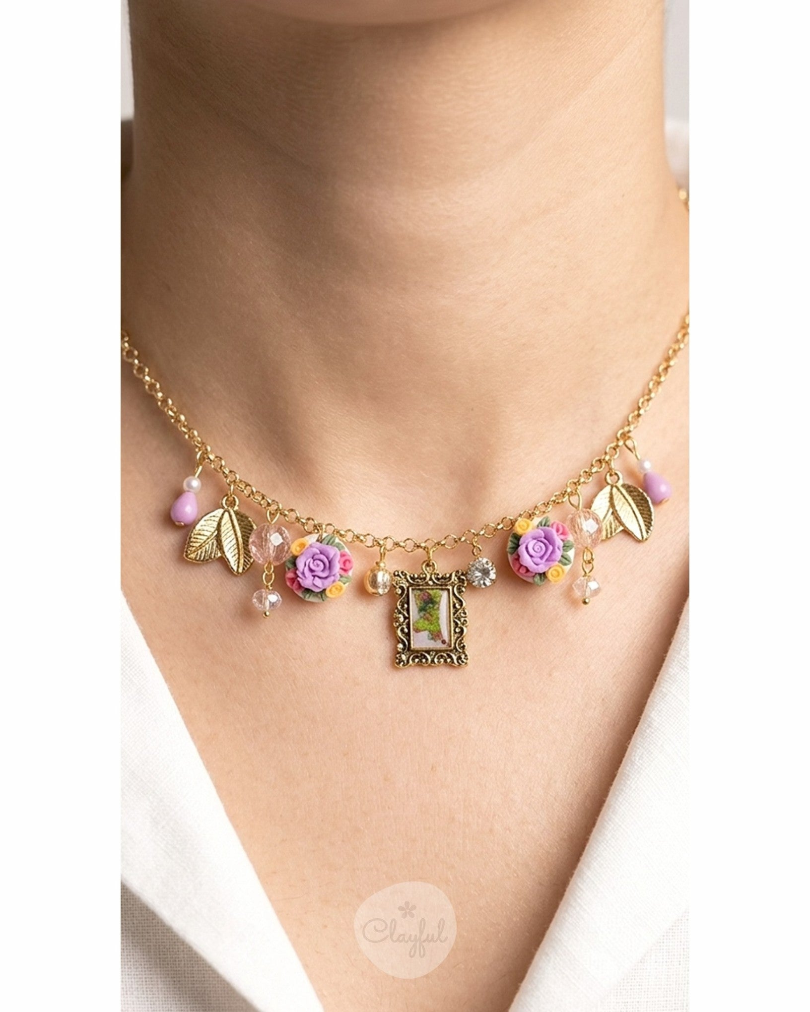 Lavender Bloom Charm Necklace
