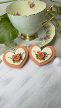 Clayful Peach Blossom Heart Earrings