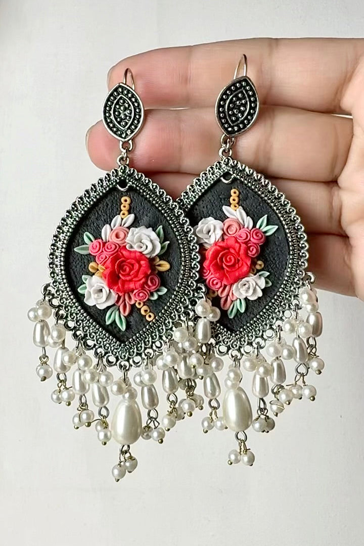 Clayful Noir Pearl Jhumkas