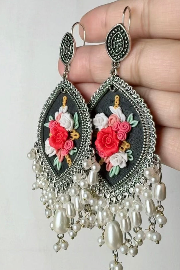 Clayful Noir Pearl Jhumkas