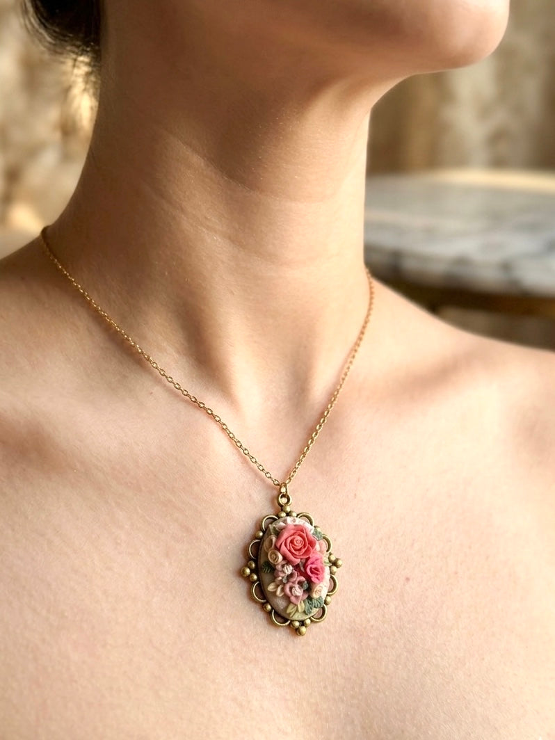 Clayful Rosette Dreams Pendant Necklace
