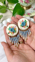 Beautiful blue hanging beads floral earrings