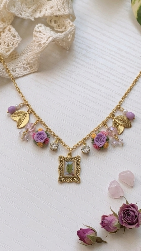 Lavender Bloom Charm Necklace