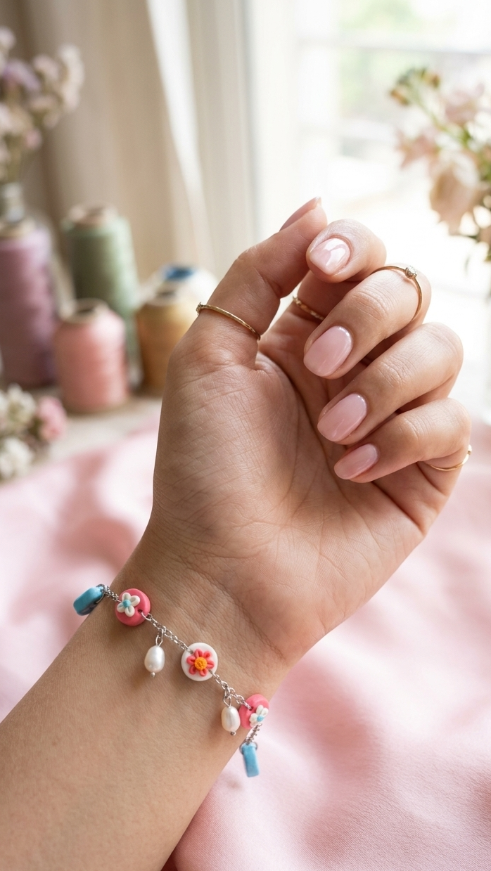 Pink and blue minimal styled bracelet