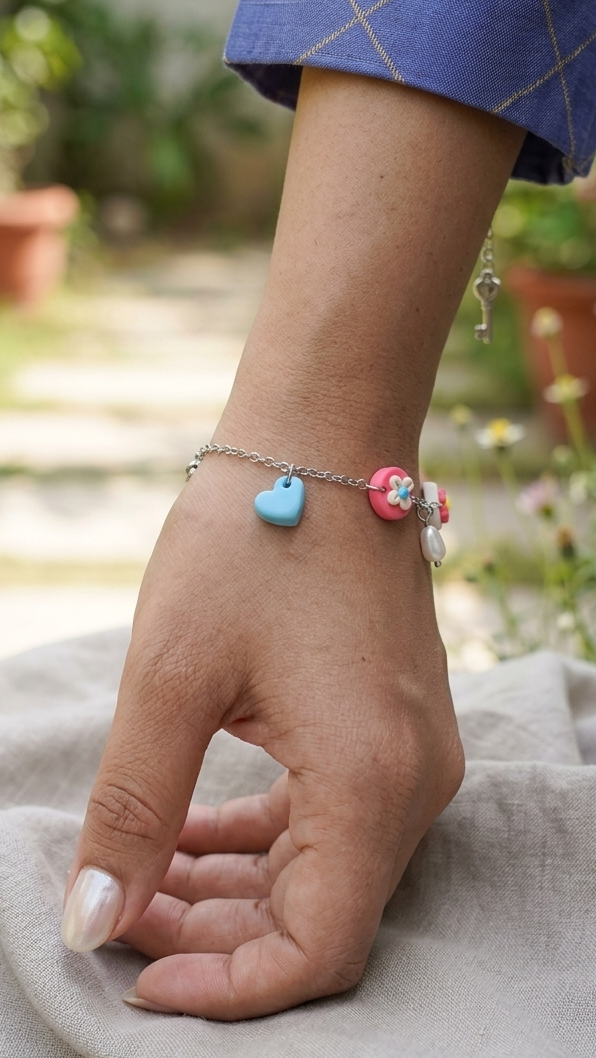 Pink and blue minimal styled bracelet