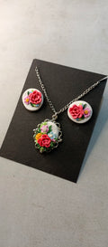 Clayful Scarlet Bloom Pendant Set
