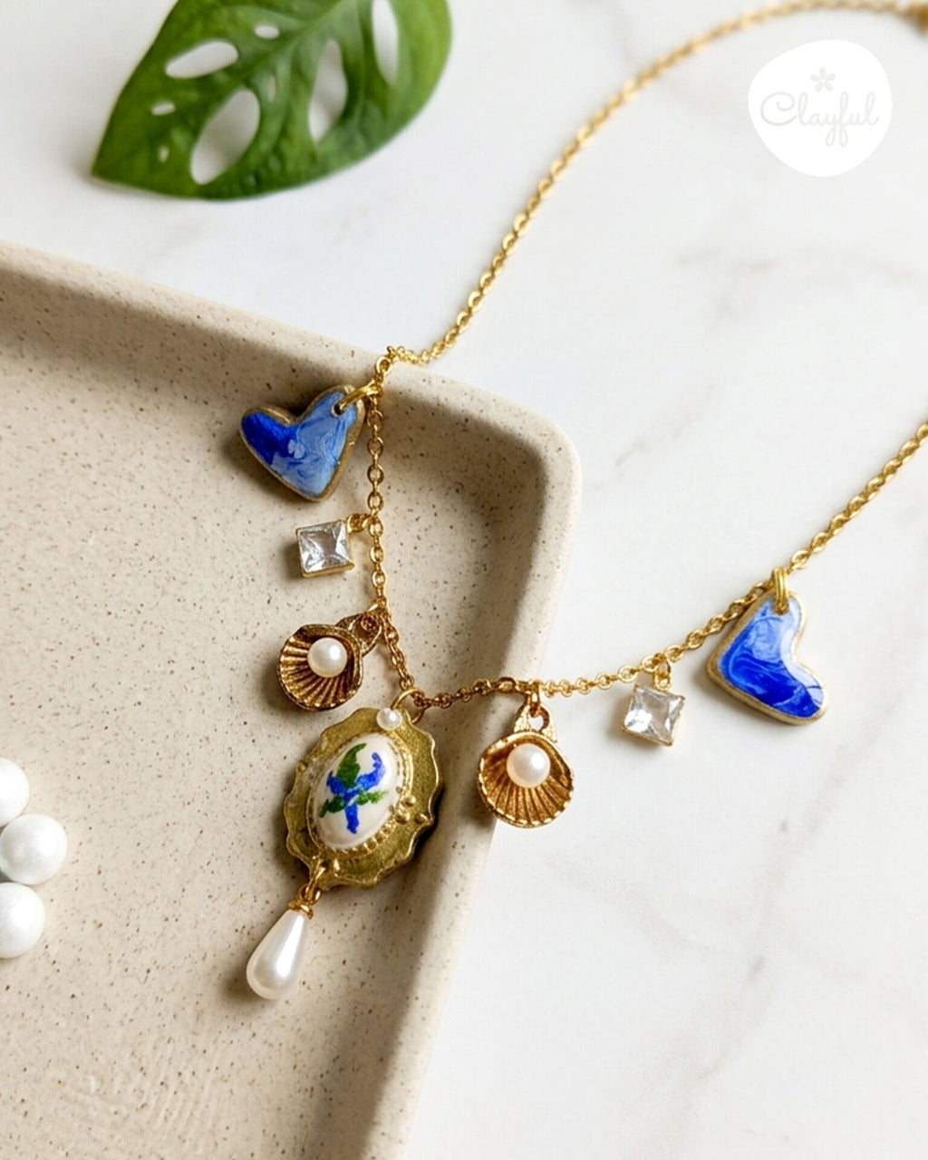 Ocean Pearl Charm Necklace
