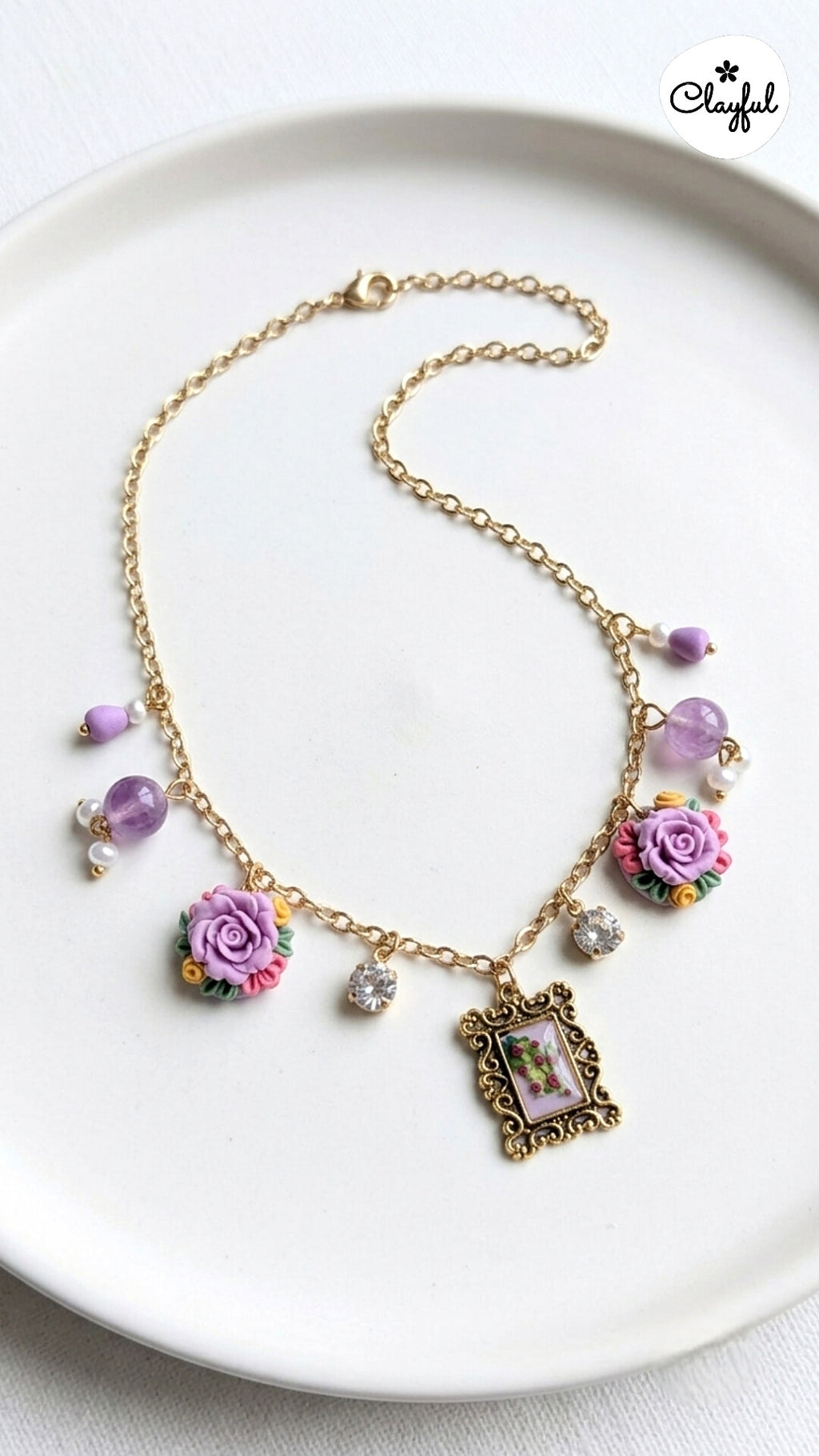 Lavender Bloom Charm Necklace