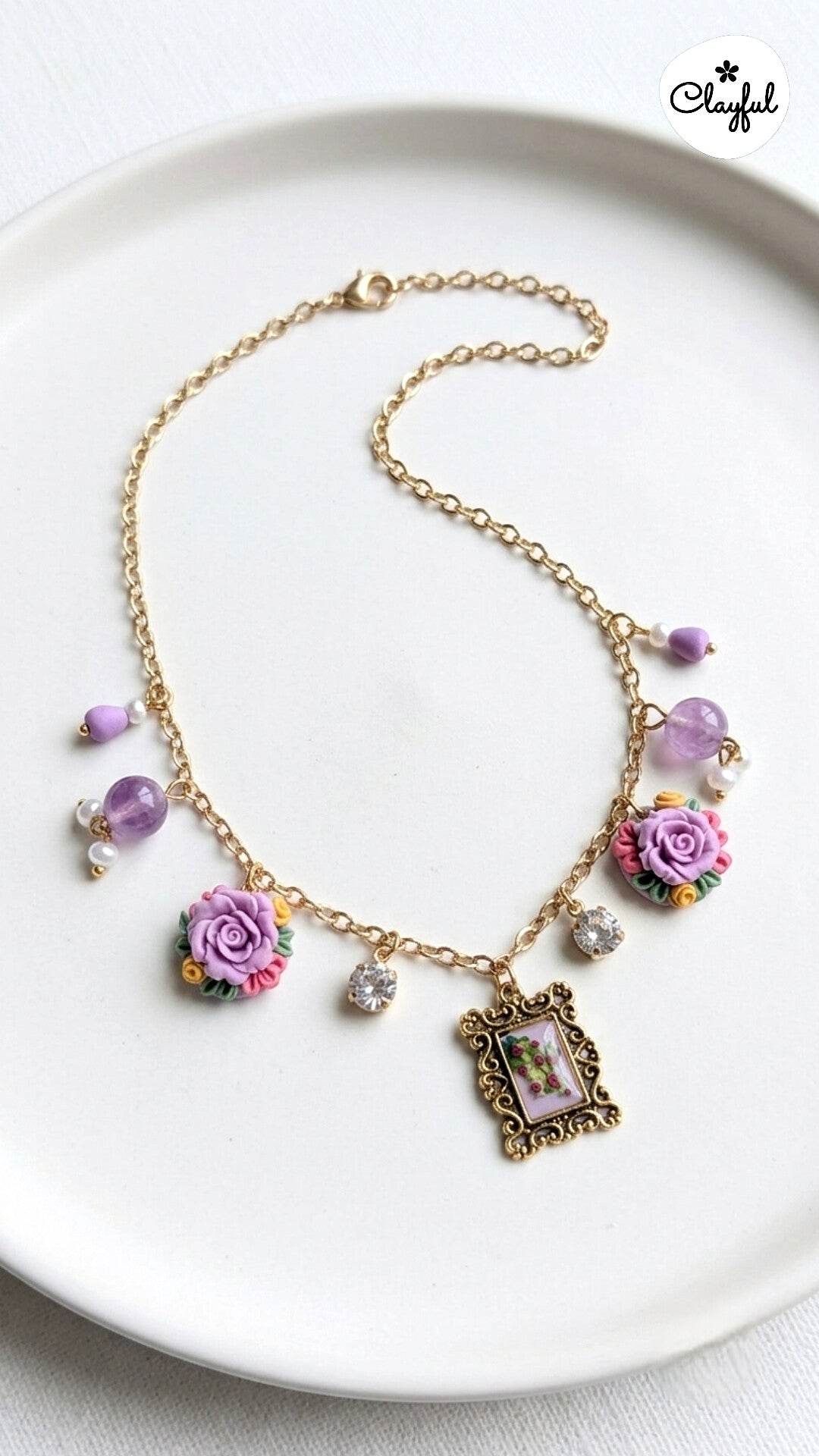 Lavender Bloom Charm Necklace