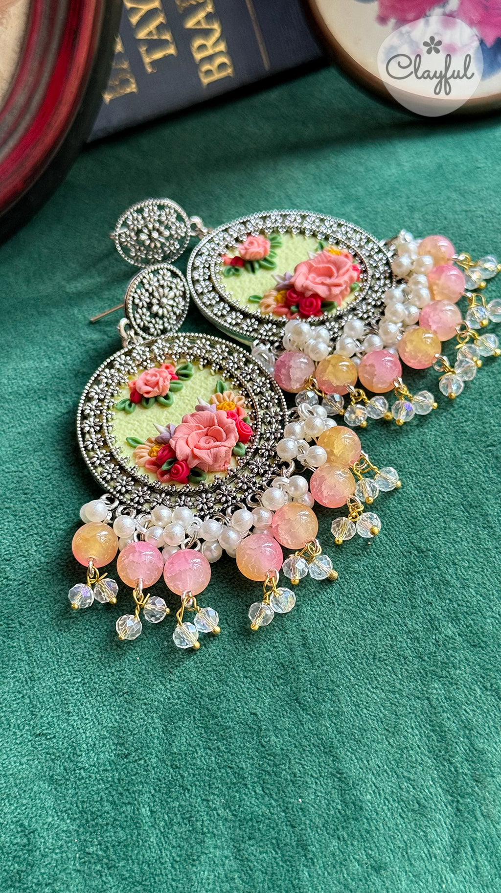 Pink Rose Jhumkay