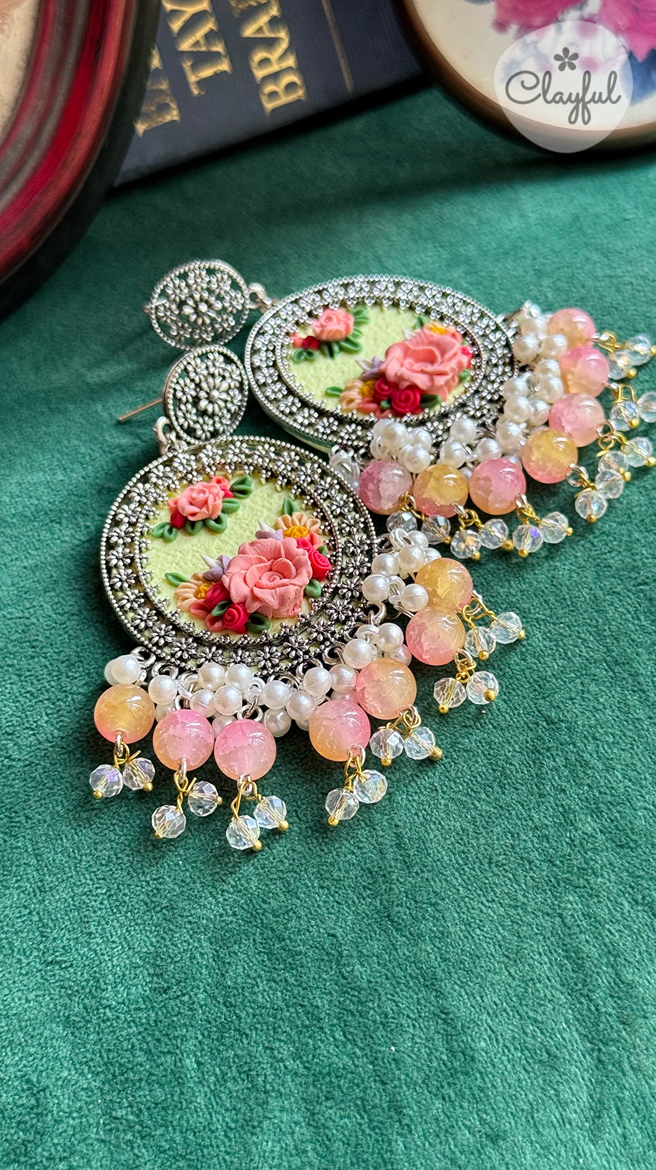 Pink Rose Jhumkay