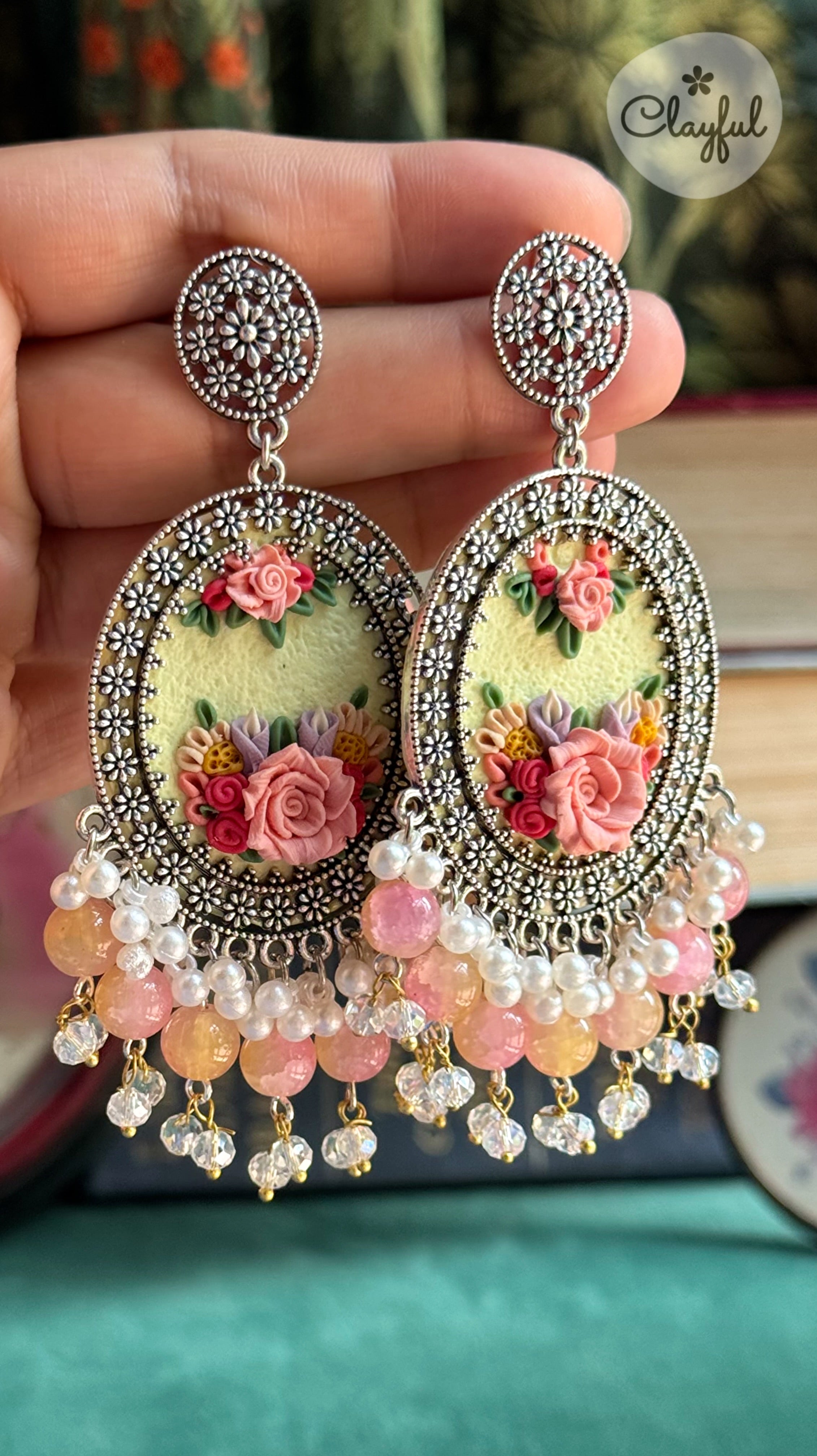 Pink Rose Jhumkay