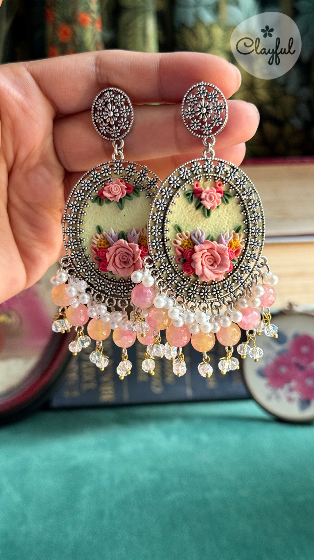 Pink Rose Jhumkay