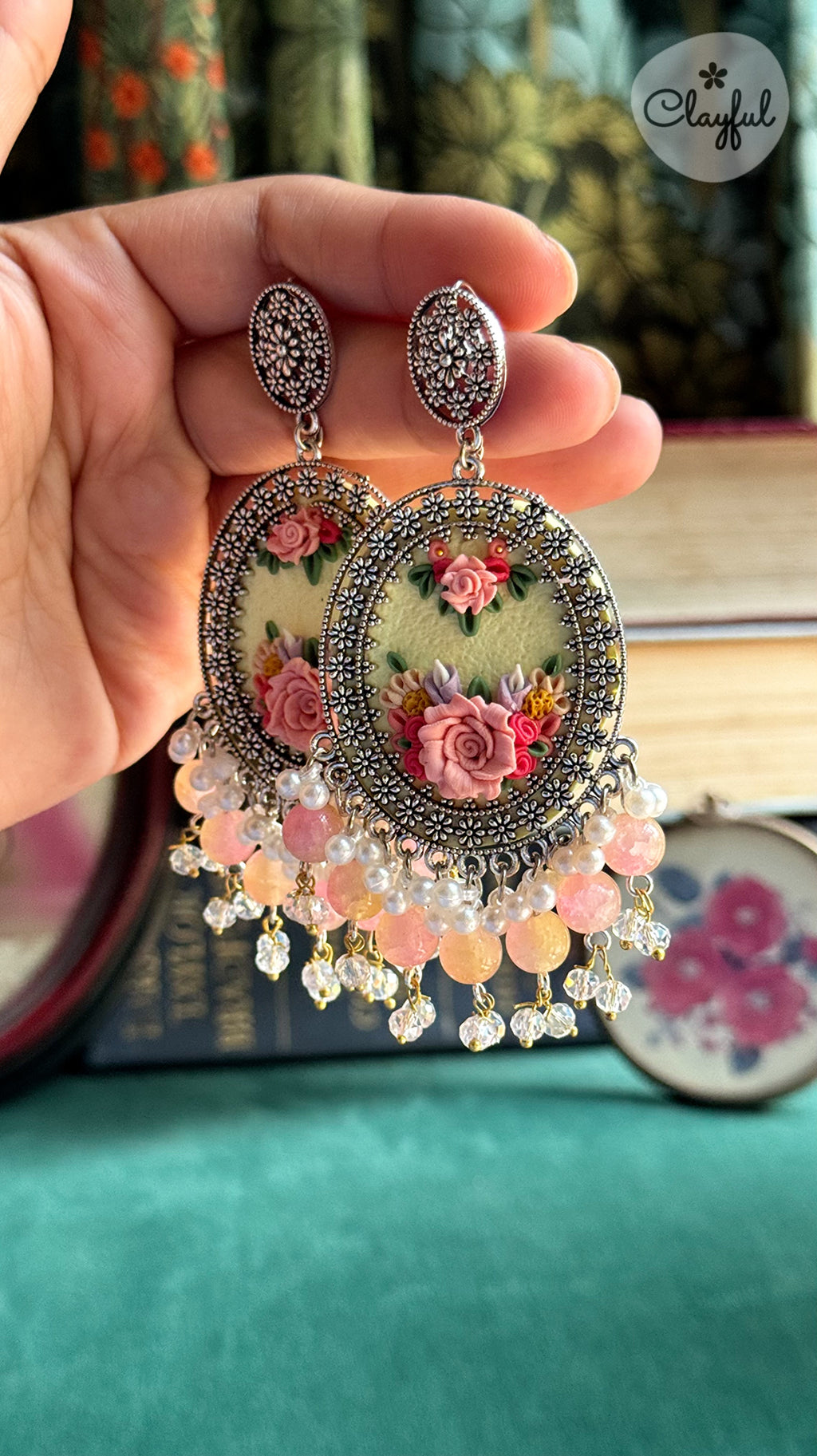 Pink Rose Jhumkay