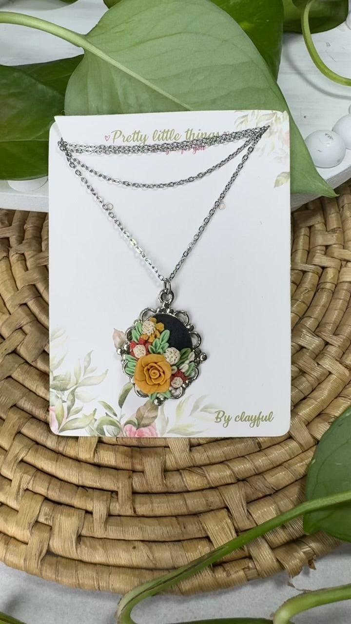Clayful Golden Rose Charm Pendant