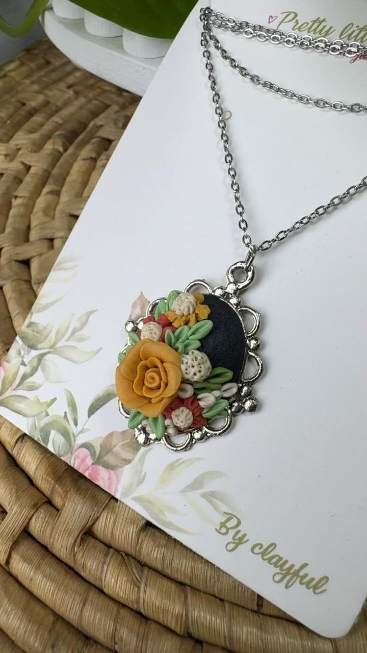 Clayful Golden Rose Charm Pendant