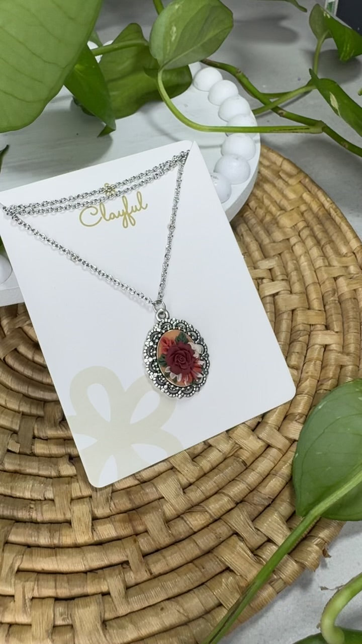Clayful Vintage Rose Whisper Pendant