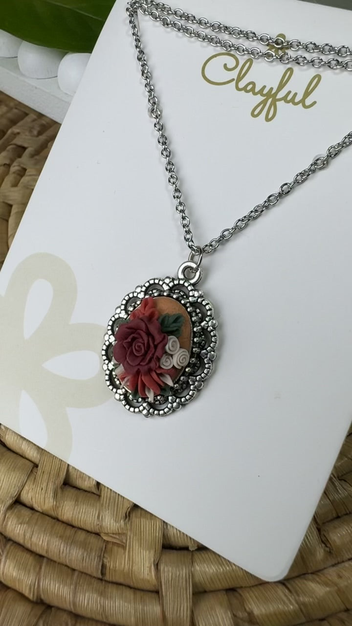 Clayful Vintage Rose Whisper Pendant