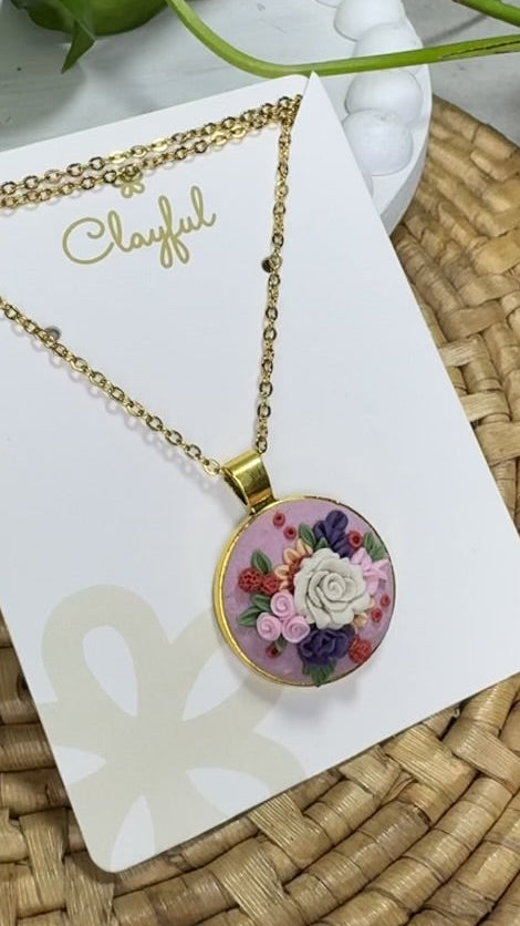 Clayful Ivory Blossom Charm Pendant