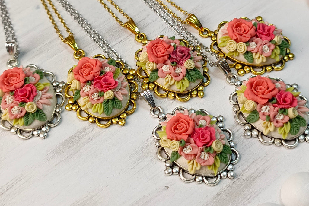 Clayful Rosette Dreams Pendant Necklace