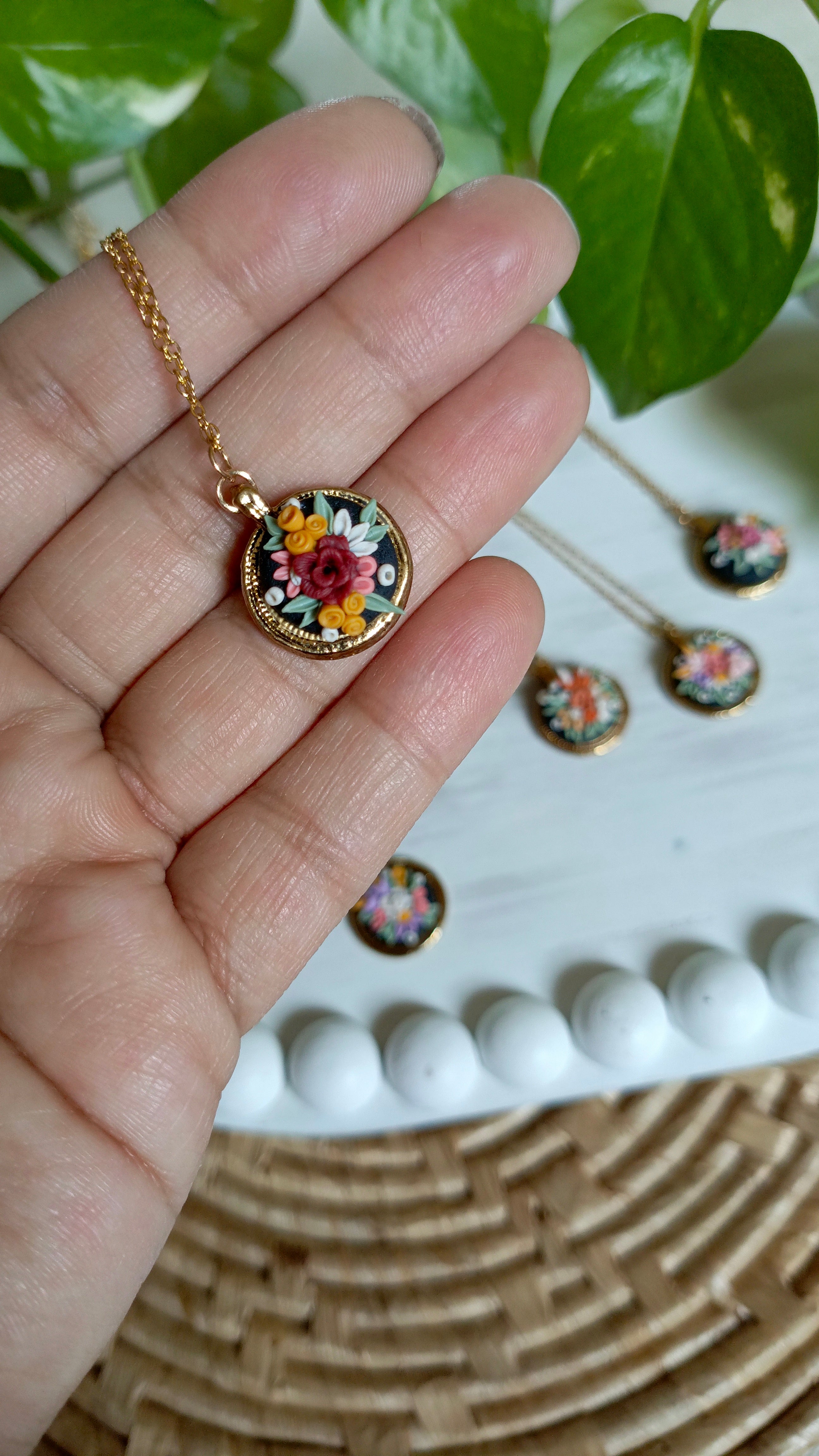 Clayful Miniature Bloom Locket Pendant Necklace