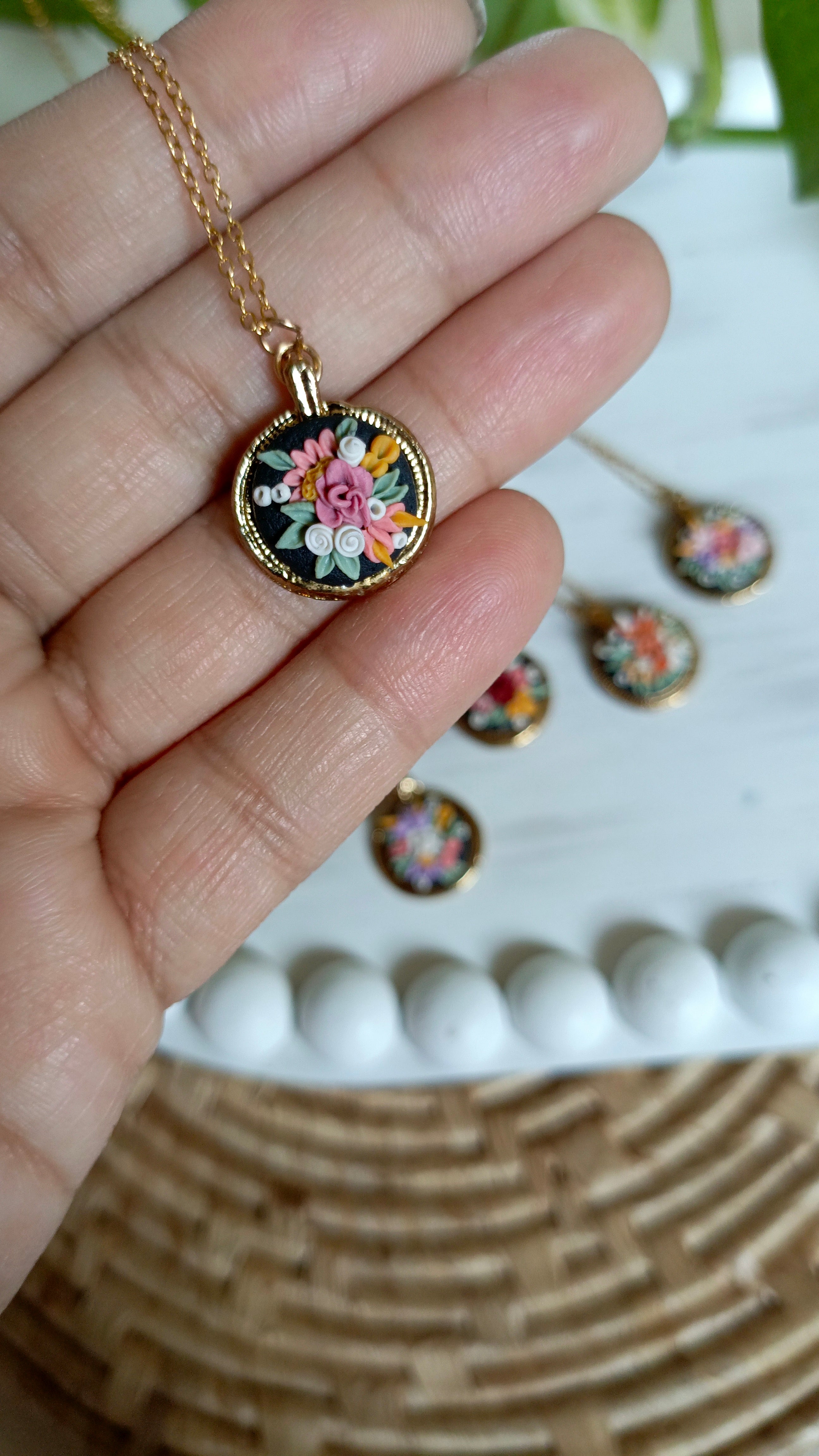 Clayful Rosebud Treasure Mini Pendant Necklace