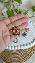 Clayful Autumn Rose Muse Pendant Necklace